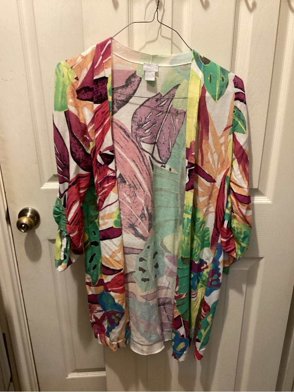 Chico's Pastel Floral Open Cardigan in Lavender and Mint size 2/large